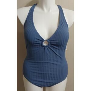 Kona Sol Women's L Wide Ribbed Ring Medium Coverage Swimsuit #1y22